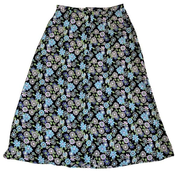 Tall Girl Canada Vintage A-line Maxi Skirt Button Front Retro 70s Floral Print M - Picture 2 of 16